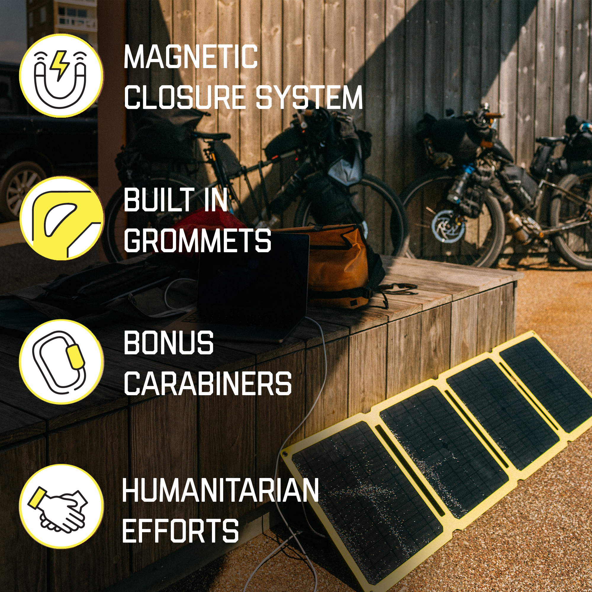 Premium potable solar panel features