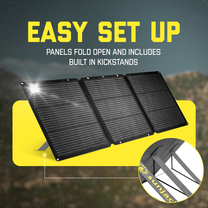 SunJack 120 Watt ETFE Foldable Portable Solar Panel with Kickstands