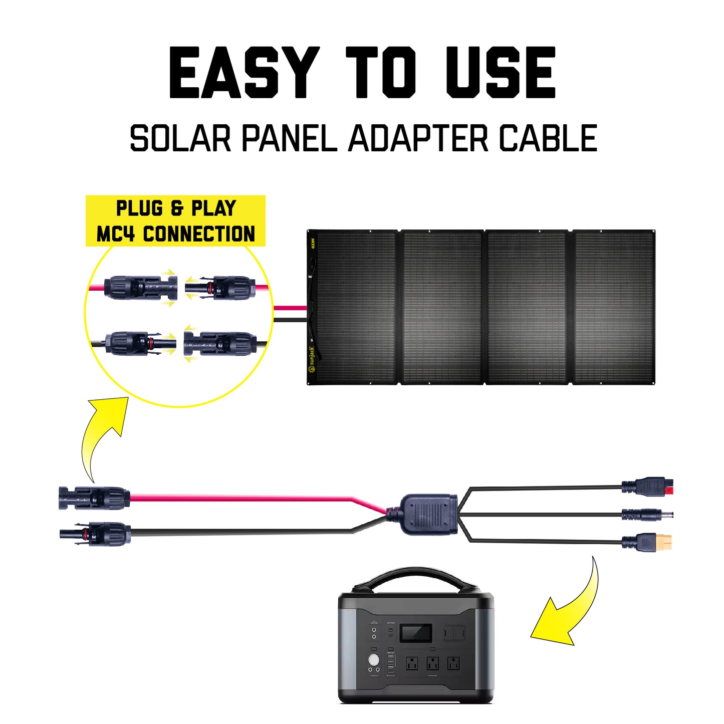 SunJack MC4 Solar Panel Adapter Cable, 14AWG / 10ft