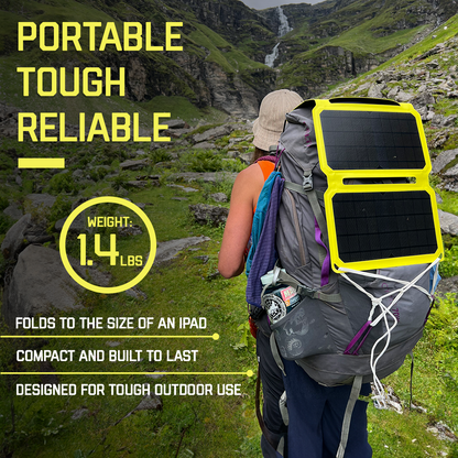 SunJack 15 Watt ETFE Foldable Portable Solar Panel Charger with 10000mAh Power Bank Battery