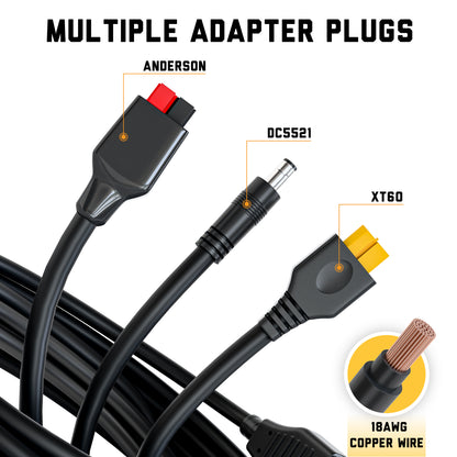 SunJack DC5521 Solar Panel Adapter Cable, 18AWG / 5ft