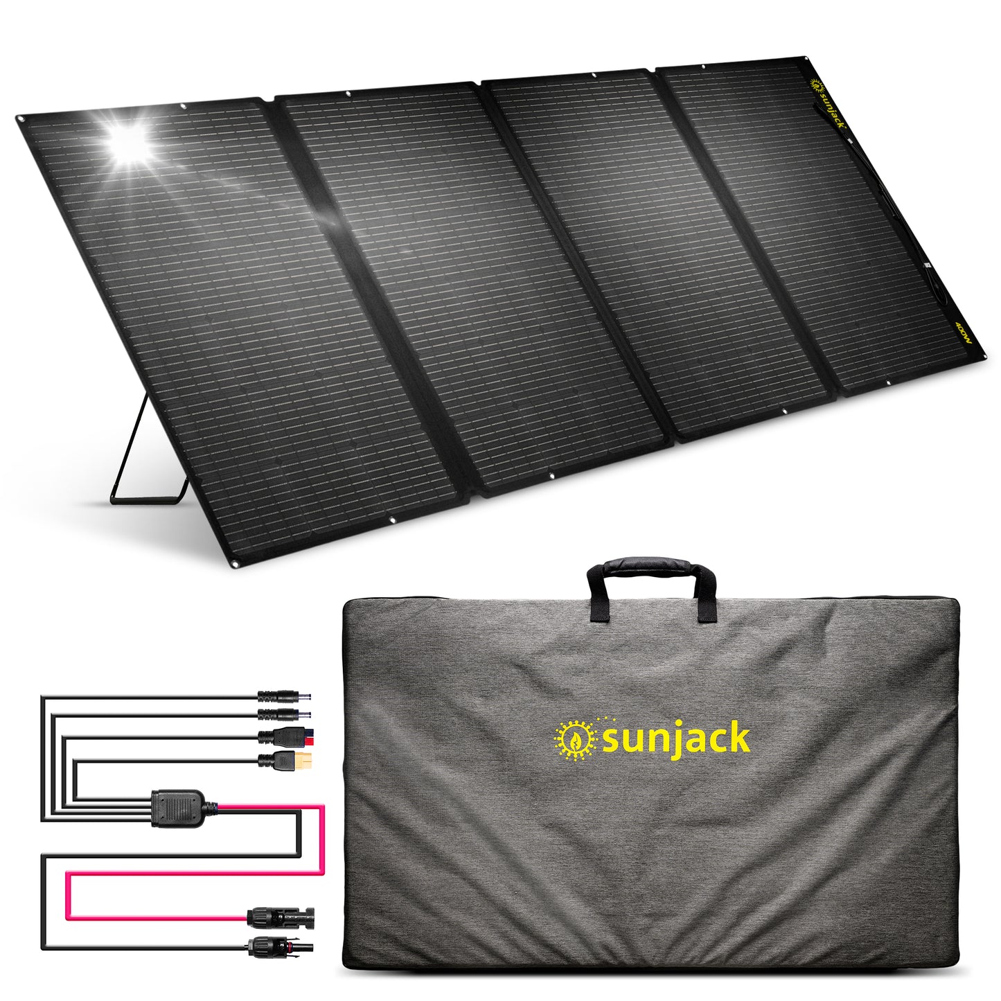 SunJack 400 Watt ETFE Foldable Portable Solar Panel Charger with Bracket Kickstands