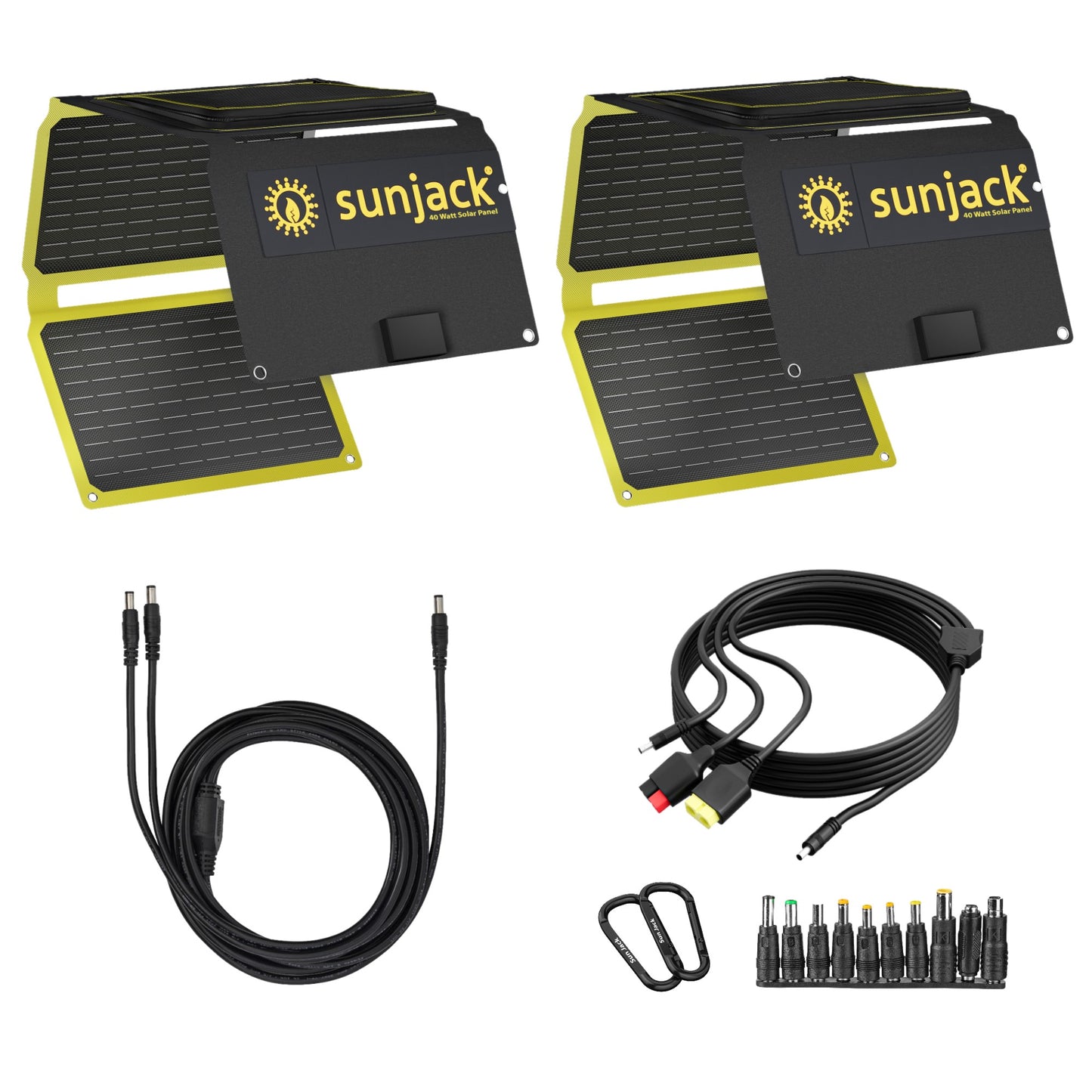 SunJack 80 Watt Solar Kit - Includes Two 40 Watt Foldable Solar Panels with Parallel Adapter Cable