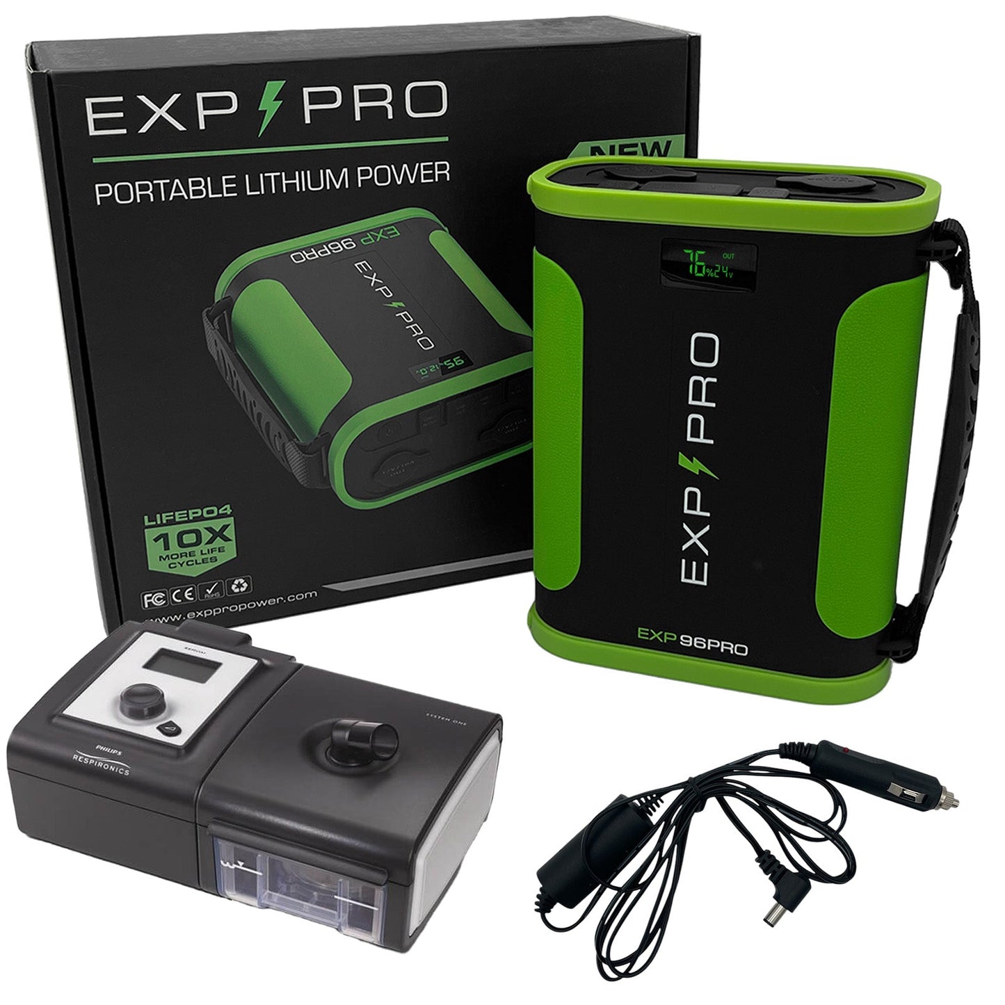 EXP96PRO APEX Battery (CPAP DC Cord Included)