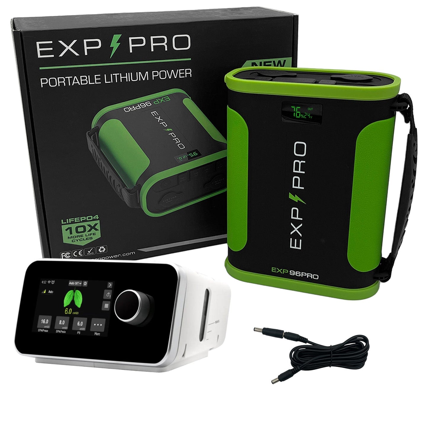 EXP96PRO APEX Battery (CPAP DC Cord Included)