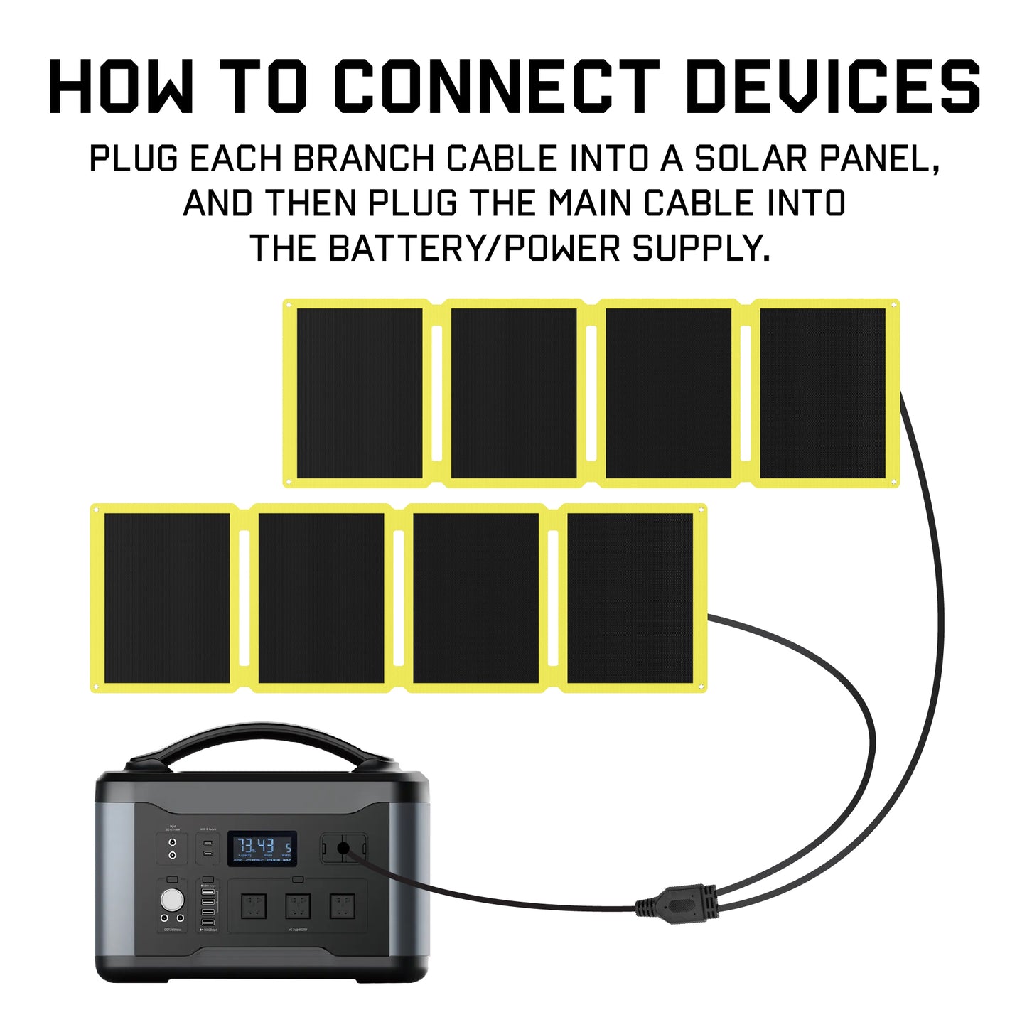 SunJack 120 Watt Solar Kit - Includes Two 60 Watt Foldable Solar Panels with Parallel Adapter Cable